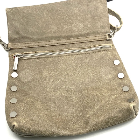 HAMMITT LOS ANGELES VIP MED PEWTER GREY  ZIP CROSSBODY Leather Clutch BAG Medium - Picture 4 of 8